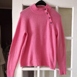 Jcrew Cozy Pink Button-Shoulder Women's Sweater